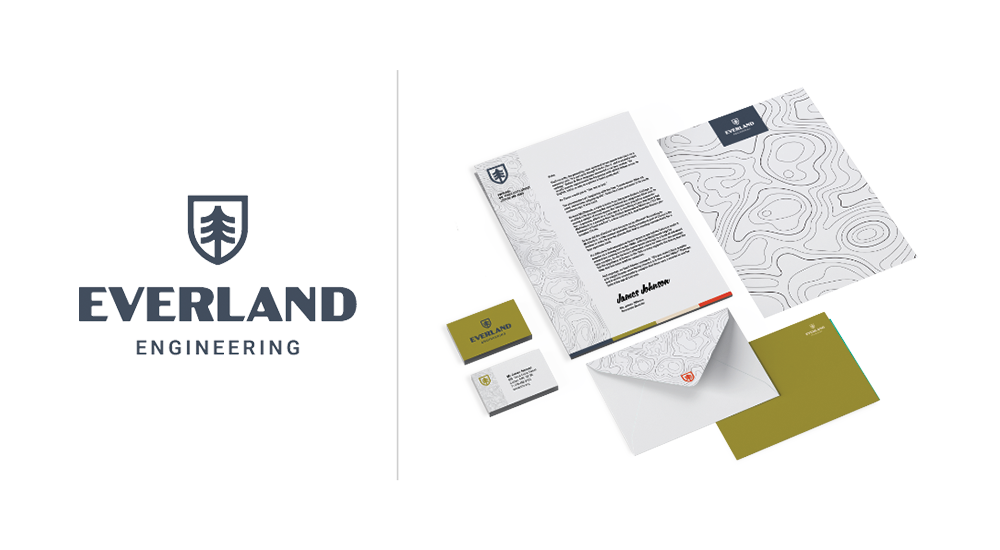 Logo options, business cards, envelopes and letterheads customized for advertisers